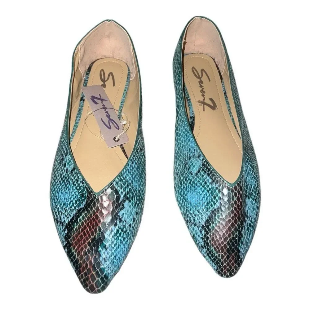 ✨7 For All Mankind Nelly Snakeskin Pointed Toe Sz 10 Flats✨